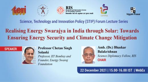 39th STIP Forum Lecture on ‘Realising Energy Swarajya in India through Solar